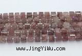 CRB5610 15.5 inches 7mm - 8mm faceted tyre strawberry quartz beads