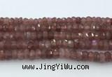 CRB5623 15.5 inches 6*10mm faceted rondelle strawberry quartz beads