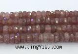 CRB5624 15.5 inches 6*12mm faceted rondelle strawberry quartz beads