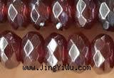 CRB5709 15 inches 5*8mm faceted rondelle AB-color red agate beads