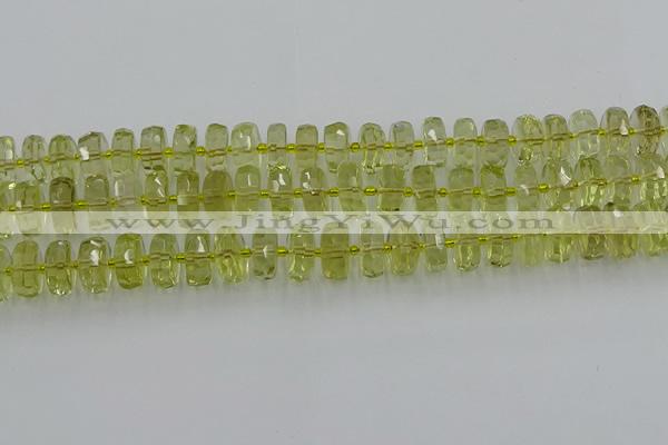 CRB573 15.5 inches 6*10mm faceted rondelle lemon quartz beads