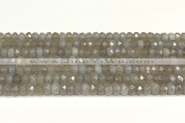 CRB5794 15 inches 4*6mm, 5*8mm faceted rondelle grey agate beads