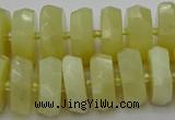 CRB609 15.5 inches 8*18mm faceted rondelle yellow opal beads