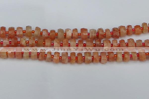 CRB818 15.5 inches 6*10mm faceted rondelle orange moonstone beads