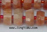 CRB820 15.5 inches 8*14mm faceted rondelle orange moonstone beads