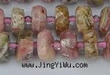 CRB834 15.5 inches 6*10mm faceted rondelle rhodochrosite beads