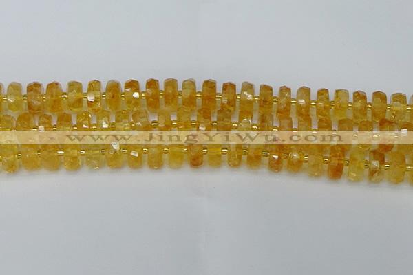 CRB844 15.5 inches 8*14mm faceted rondelle citrine beads