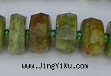 CRB851 15.5 inches 7*12mm faceted rondelle green garnet beads