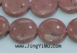 CRC207 16 inches 20mm flat round rhodochrosite gemstone beads