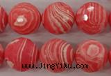 CRC406 15.5 inches 16mm faceted round synthetic rhodochrosite beads