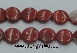 CRE06 16 inches 12mm flat round natural red jasper beads wholesale