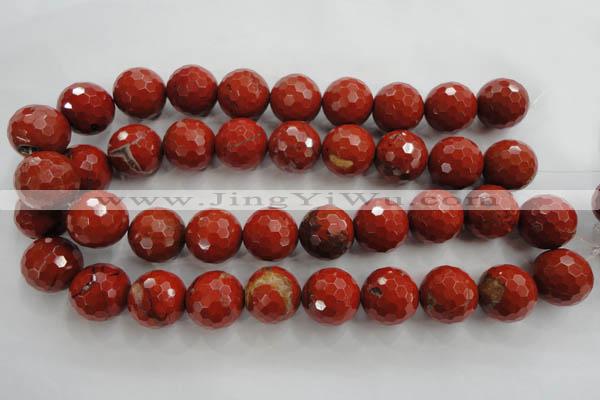 CRE159 15.5 inches 20mm faceted round red jasper beads wholesale