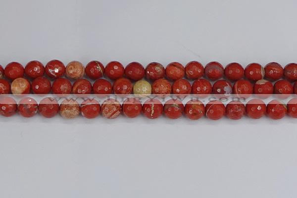 CRE333 15.5 inches 10mm faceted round red jasper beads