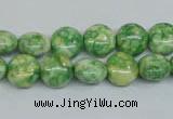 CRF196 15.5 inches 10mm flat round dyed rain flower stone beads