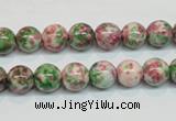 CRF23 15.5 inches 8mm round dyed rain flower stone beads wholesale