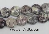 CRF236 15.5 inches 12mm flat round dyed rain flower stone beads