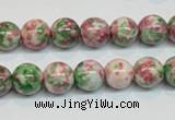 CRF24 15.5 inches 10mm round dyed rain flower stone beads wholesale