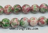 CRF25 15.5 inches 12mm round dyed rain flower stone beads wholesale