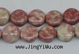CRF255 15.5 inches 10mm flat round dyed rain flower stone beads