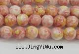 CRF314 15.5 inches 4mm round dyed rain flower stone beads wholesale