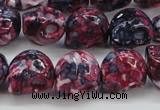 CRF364 15.5 inches 11*12mm skull dyed rain flower stone beads
