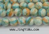 CRF392 15.5 inches 4mm round dyed rain flower stone beads wholesale