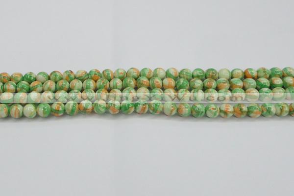 CRF417 15.5 inches 6mm round dyed rain flower stone beads wholesale