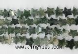 CRG40 15.5 inches 14mm flat star moss agate gemstone beads wholesale