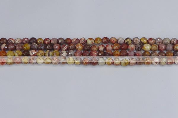 CRH519 15.5 inches 6mm faceted round rhyolite gemstone beads