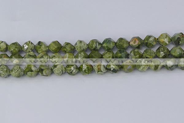 CRH537 15.5 inches 10mm faceted nuggets rhyolite gemstone beads