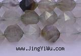 CRH612 15.5 inches 8mm faceted nuggets green rabbit hair beads