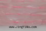 CRI02 15.5 inches 10*30mm faceted rice rose quartz beads wholesale