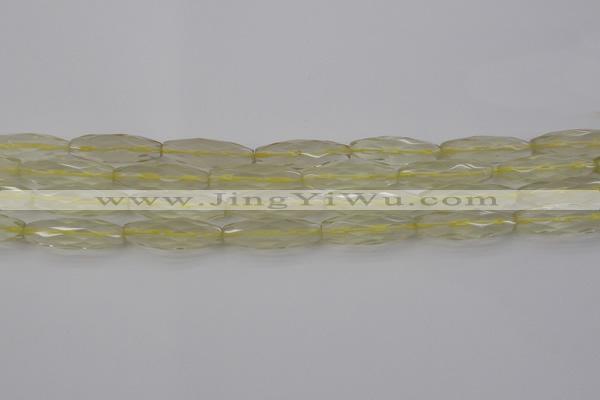 CRI03 15.5 inches 10*30mm faceted rice lemon quartz beads wholesale
