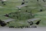 CRI07 15.5 inches 10*30mm faceted rice green rutilated quartz beads