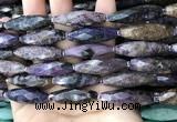 CRI114 15.5 inches 10*30mm faceted rice charoite gemstone beads