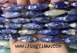 CRI121 15.5 inches 10*30mm faceted rice sodalite gemstone beads