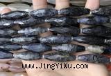 CRI152 15.5 inches 10*30mm faceted rice iolite gemstone beads