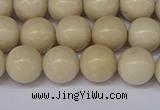 CRJ602 15.5 inches 8mm round white fossil jasper beads wholesale