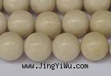 CRJ603 15.5 inches 10mm round white fossil jasper beads wholesale