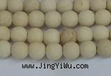 CRJ610 15.5 inches 4mm round matte white fossil jasper beads