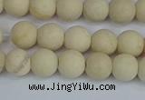 CRJ611 15.5 inches 6mm round matte white fossil jasper beads