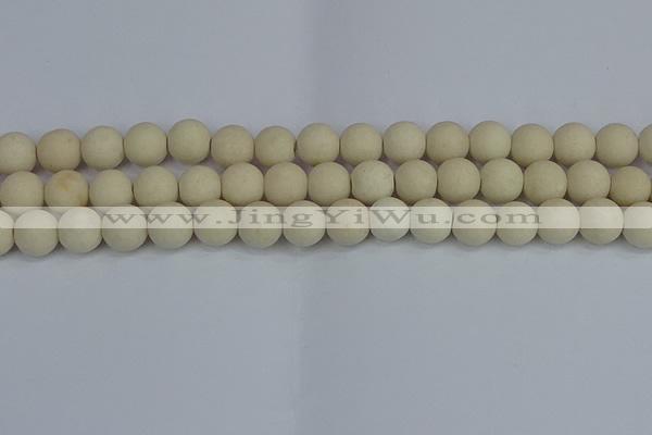 CRJ612 15.5 inches 8mm round matte white fossil jasper beads