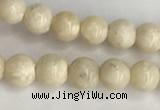 CRJ620 15.5 inches 4mmm round white fossil jasper beads wholesale