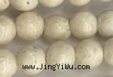 CRJ621 15.5 inches 6mm round white fossil jasper beads wholesale