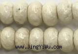 CRJ633 15.5 inches 5*8mm rondelle white fossil jasper beads wholeasle