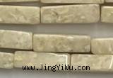 CRJ636 15.5 inches 4*13mm cuboid white fossil jasper beads wholeasle