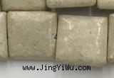 CRJ639 15.5 inches 14*14mm square white fossil jasper beads wholeasle