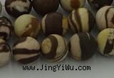 CRO1073 15.5 inches 10mm round matte brown zebra jasper beads