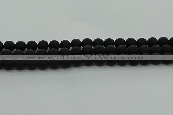CRO1133 15.5 inches 10mm round matte black agate gemstone beads