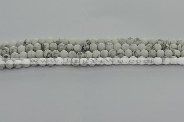 CRO1141 15.5 inches 6mm round matte white howlite beads